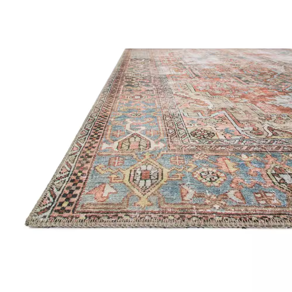 Loren Terracotta/Sky 7 Ft. 6 In. X 9 Ft. 6 In. Distressed Bohemian Printed Area