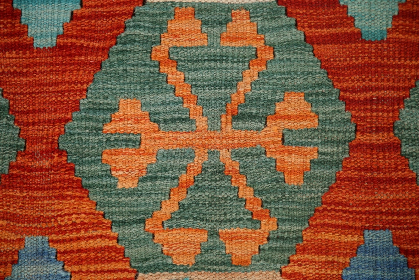 Orange Kilim Rugs Rectangle Flatweave Pile Wool Kelim Carpets 6×8 ft