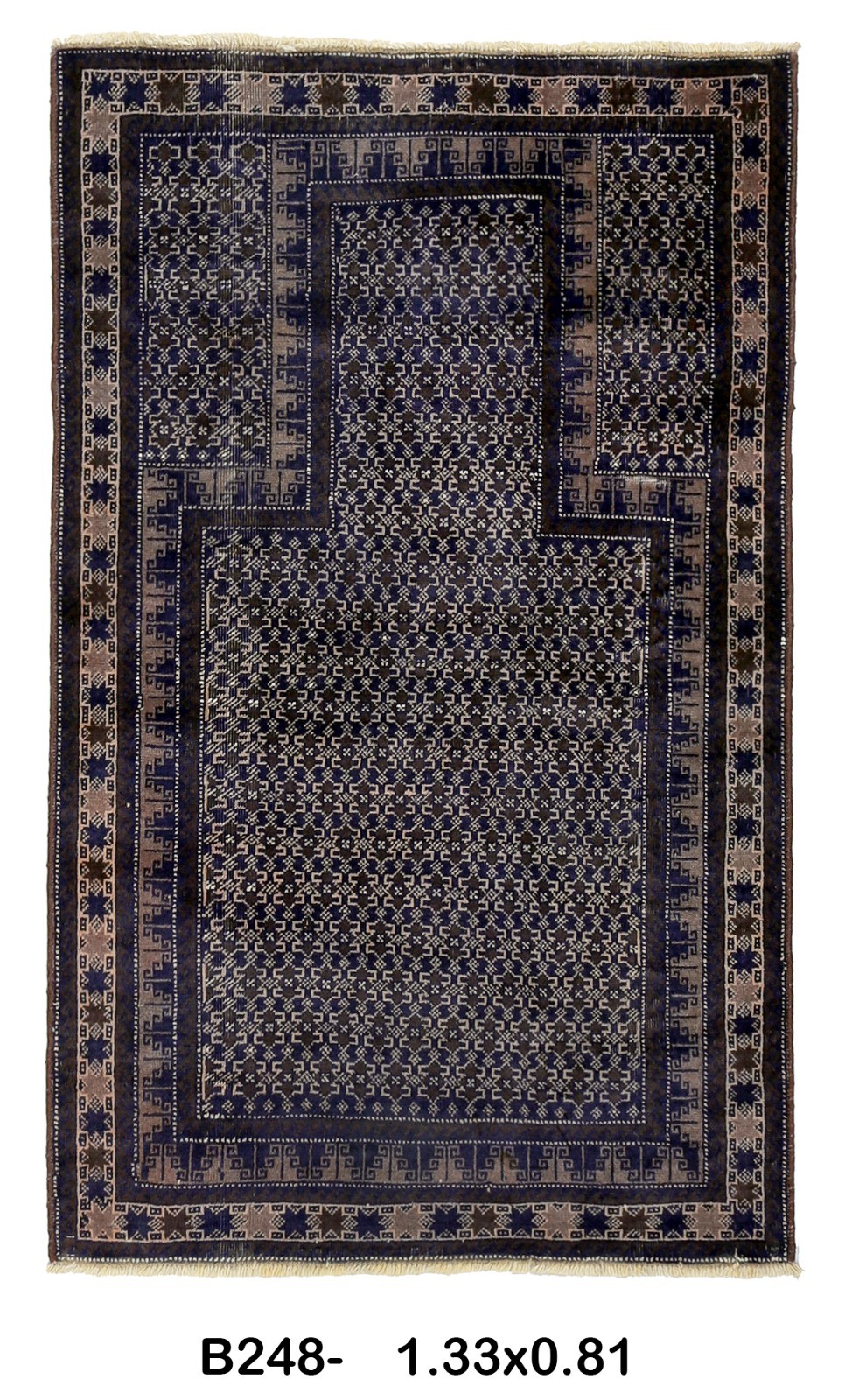 Antique Style Hand-Knotted Wool Rug – Traditional Vintage 4’4″ x 2’8″ ft