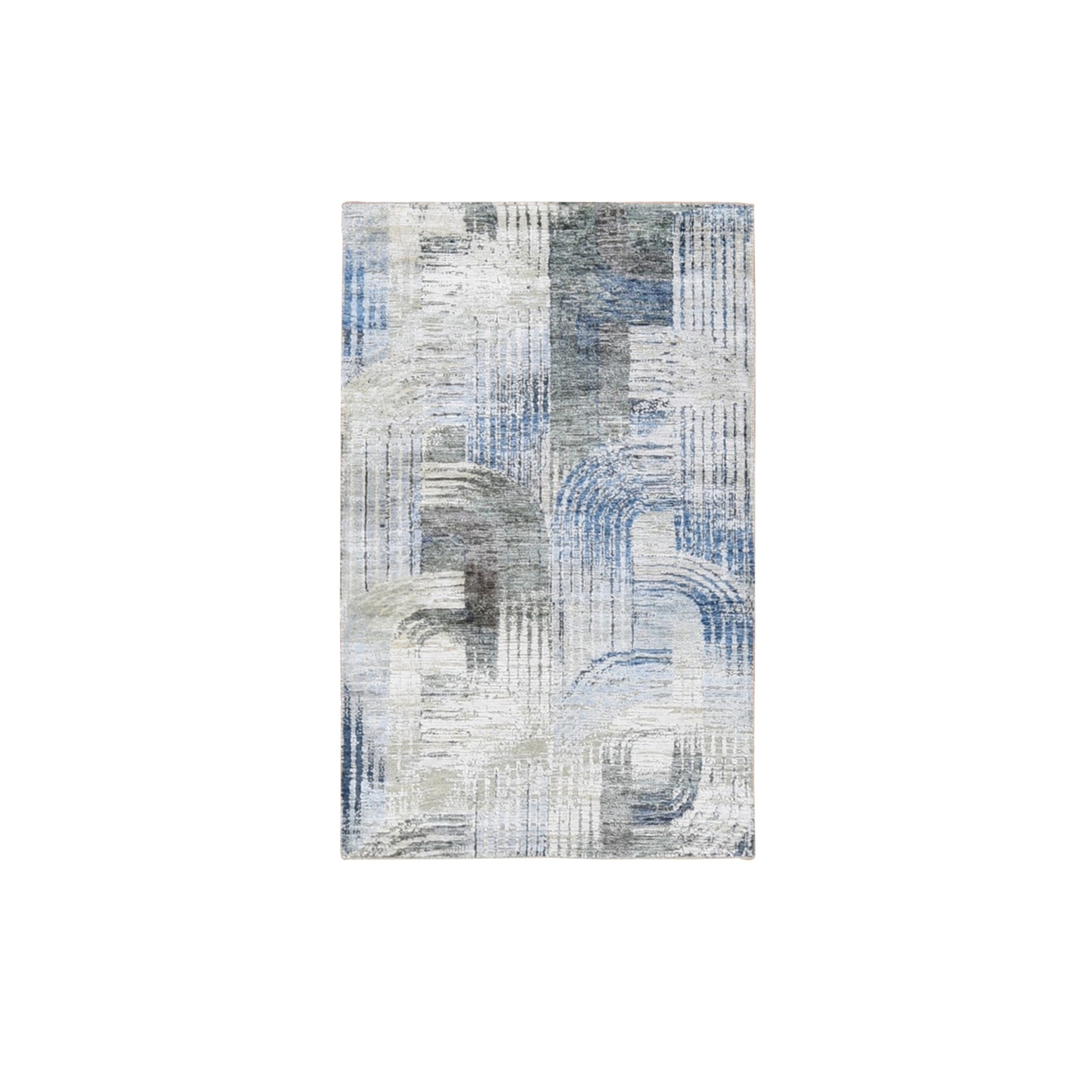 3’1″x5′ THE INTERTWINED PASSAGE Silk with Textured Wool Hand Knotted Rug R59737