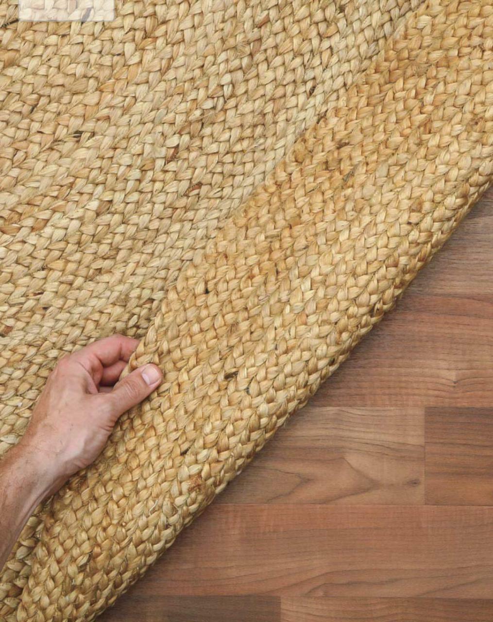 Round Rug Jute Natural Floors Handmade Natural Feet Area Carpet Reversible Rug