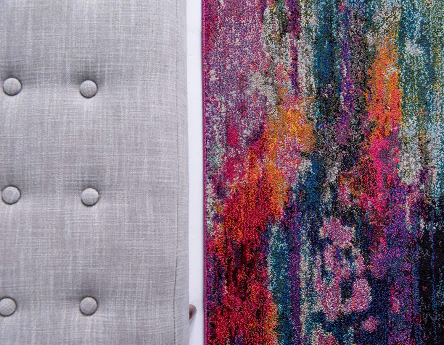 Vibrant Chromatic Abstract Area Rug, 5×8 Ft, Multi/Light Blue for Home Decor