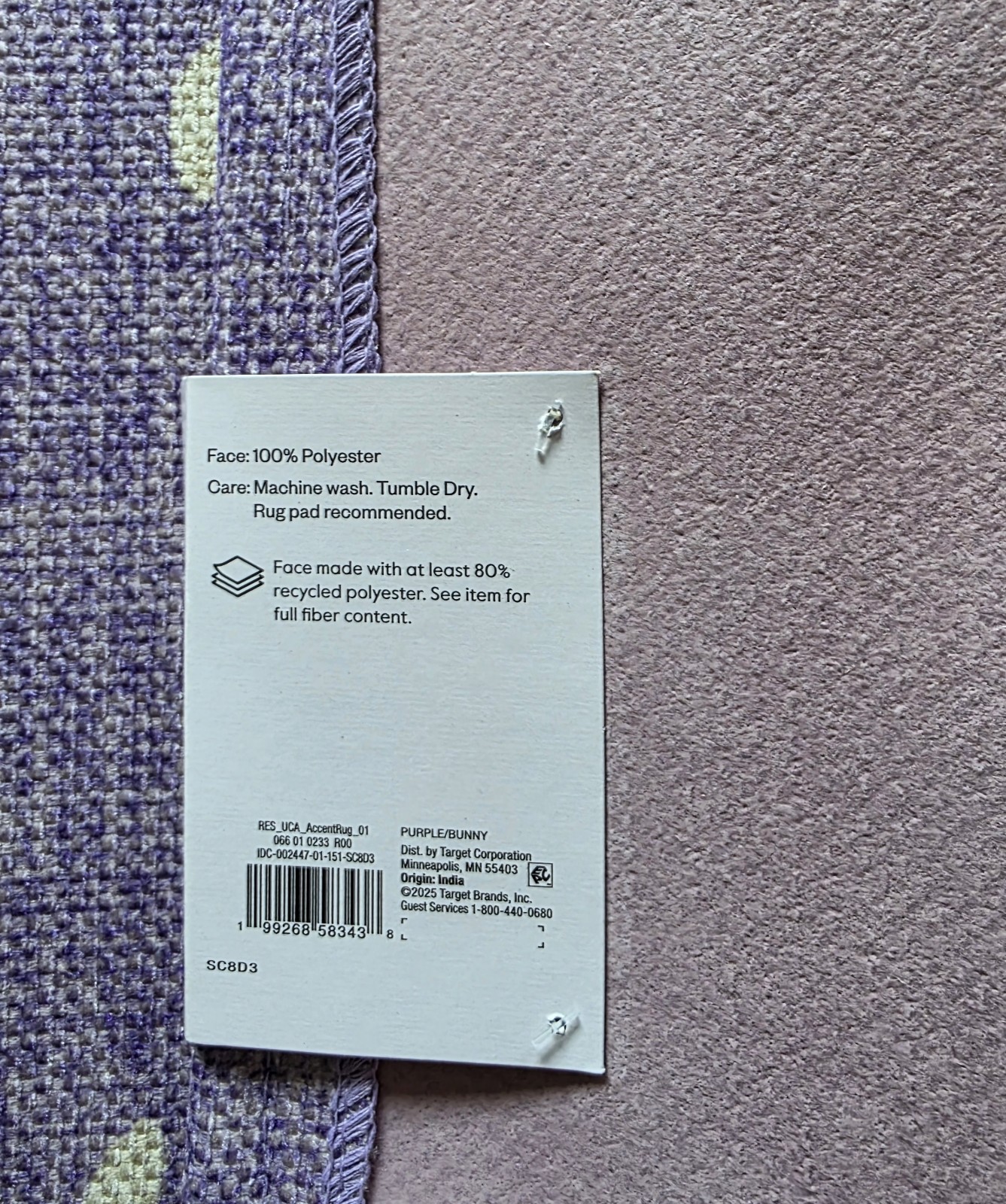 New Room Essentials Easter Bunnies Scatter Leaping Accent Rug Lilac 24″ × 36″