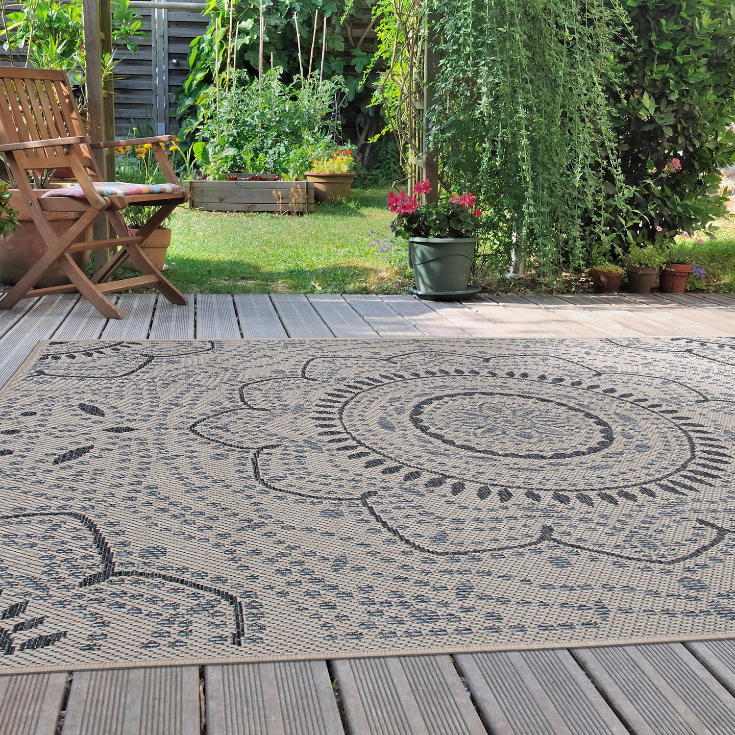 Rugshop Outdoor Rug Portia Oriental Medallion Indoor/Outdoor Rugs Patio Rugs 5×7