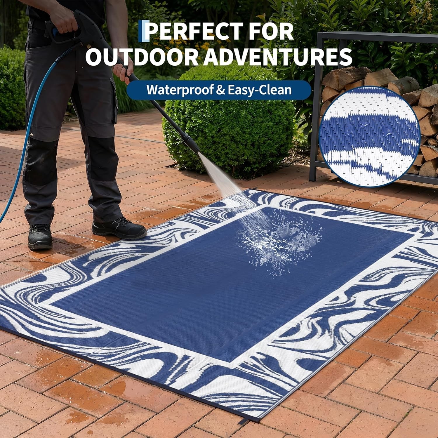 Outdoor Plastic Straw Rugs Waterproof Reversible Patio Camping Picnic Carpet Mat