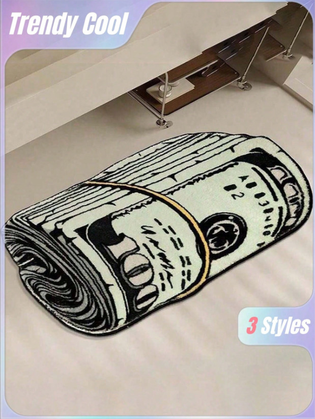 Dollar Sign Area Rug Soft Cashmere Non Slip Washable Floor Mat Bedroom Living Ro