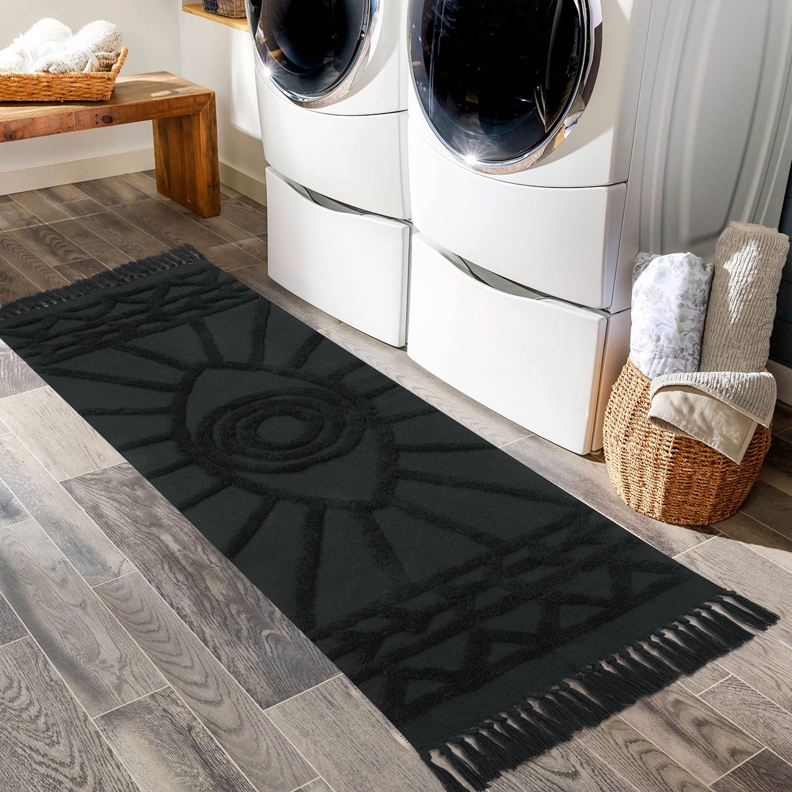 Hallway Runner Rug 2’x6′ Washable Evil Eye Tufted Boho Rug with Tassels Soft …