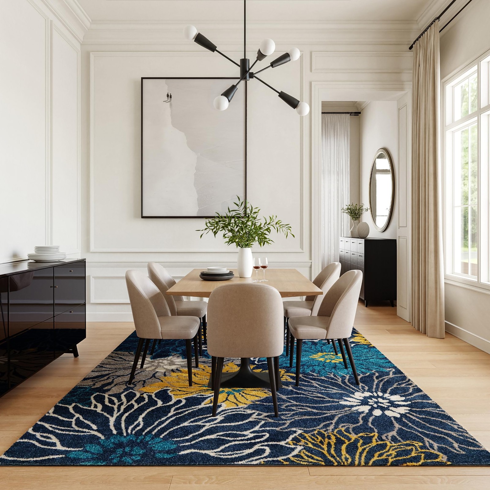 8X10 Blue Area Rug Passion Collection Machine Made Durable Easy Care Polyprop…