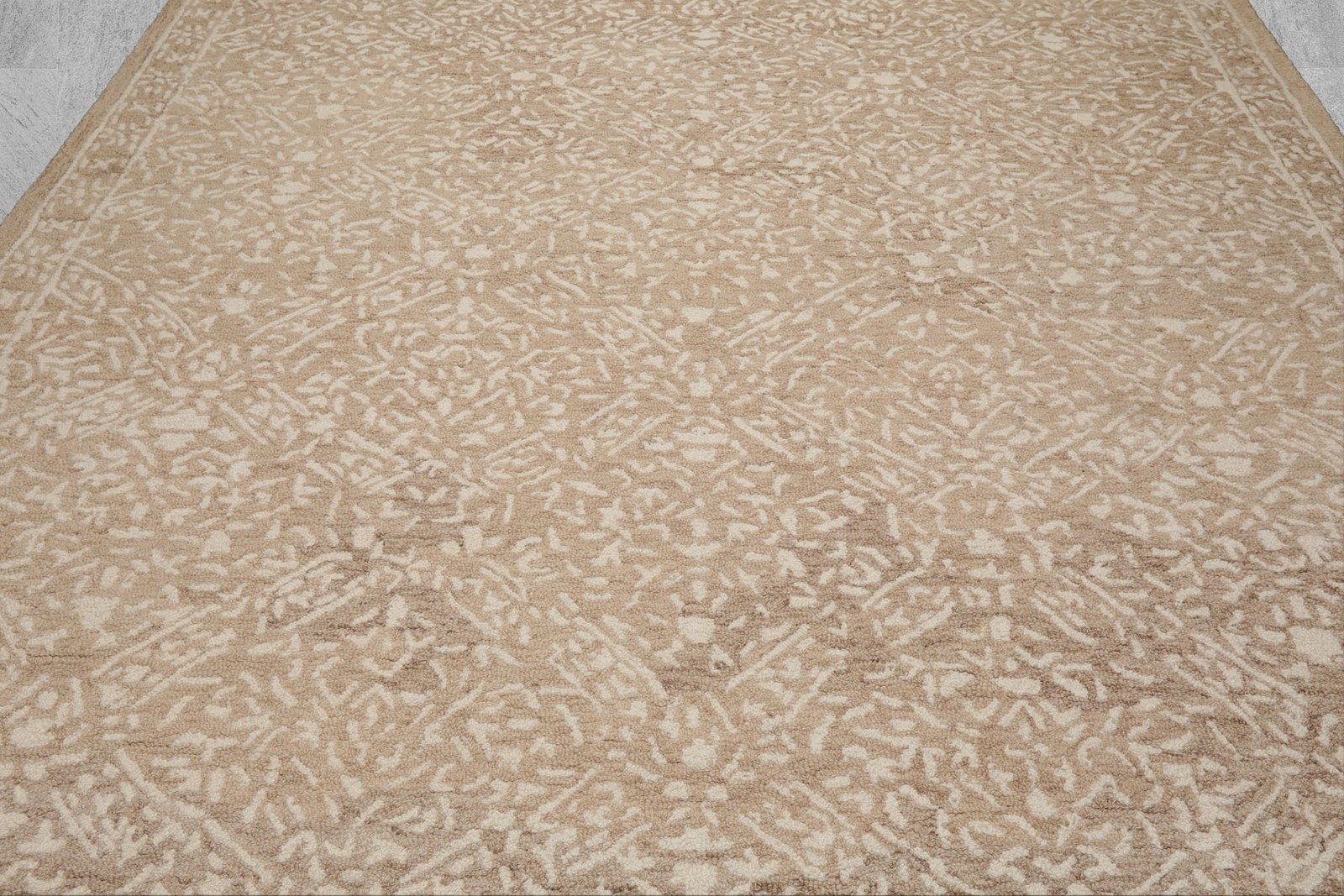 Multi Size loomBloom Hand Hooked Wool All Over Oriental Style Tan Ivory Area Rug