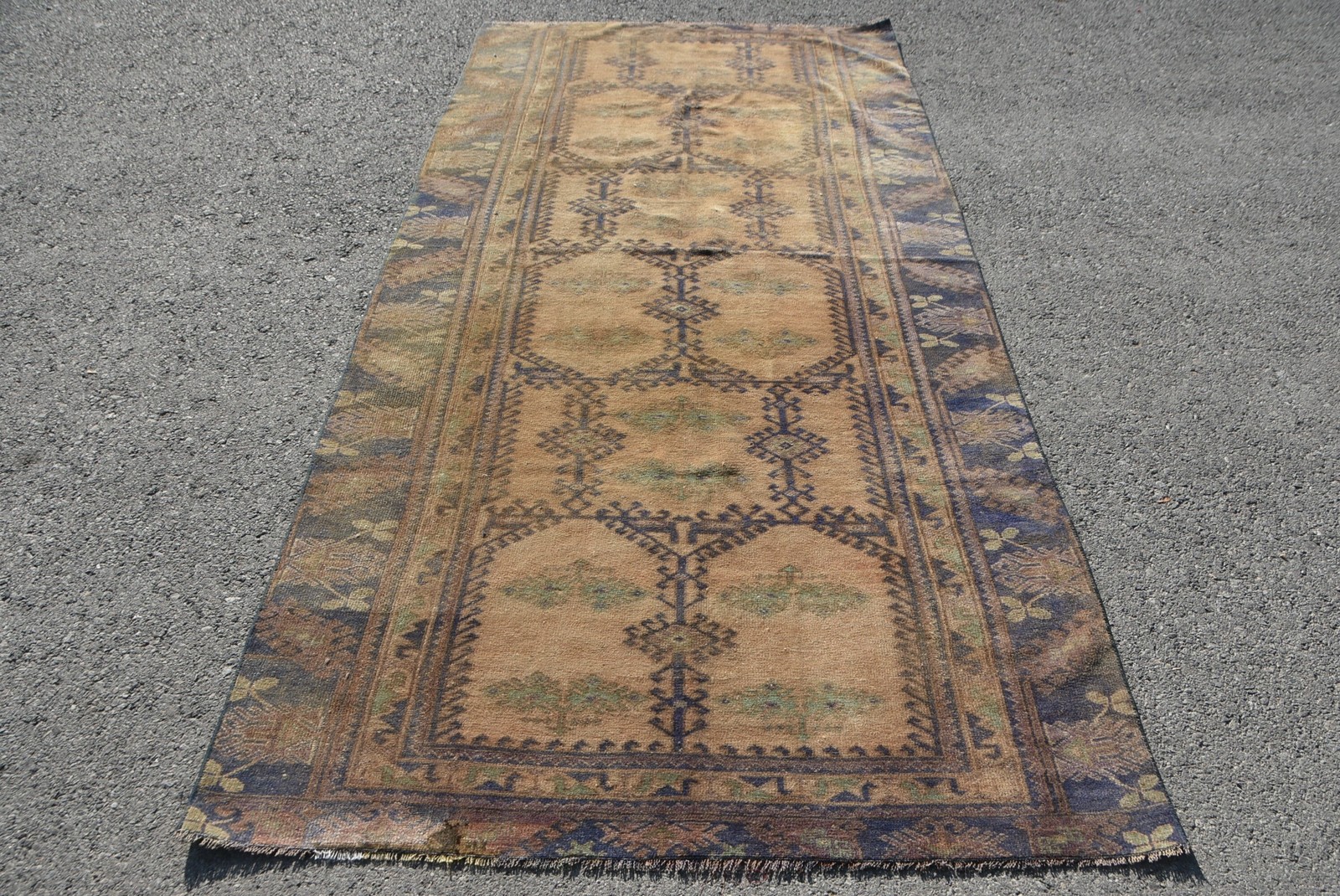 Vintage Large Rug 4,4×9,2 ft (134×280 cm), Turkish Brown Southwestern Rug