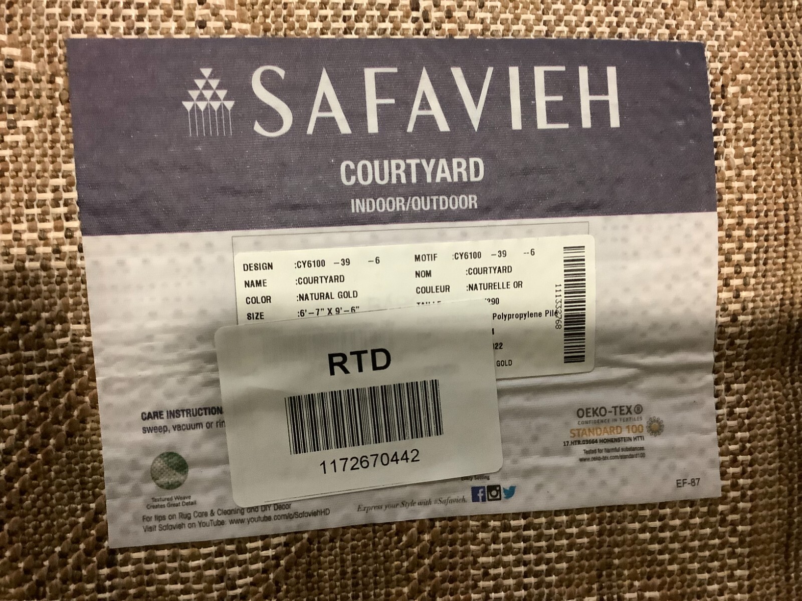 NATURAL / GOLD 6′-7″ x 9′-6″ Stained Rug, Reduced Price 1172670442 CY6100-39-6