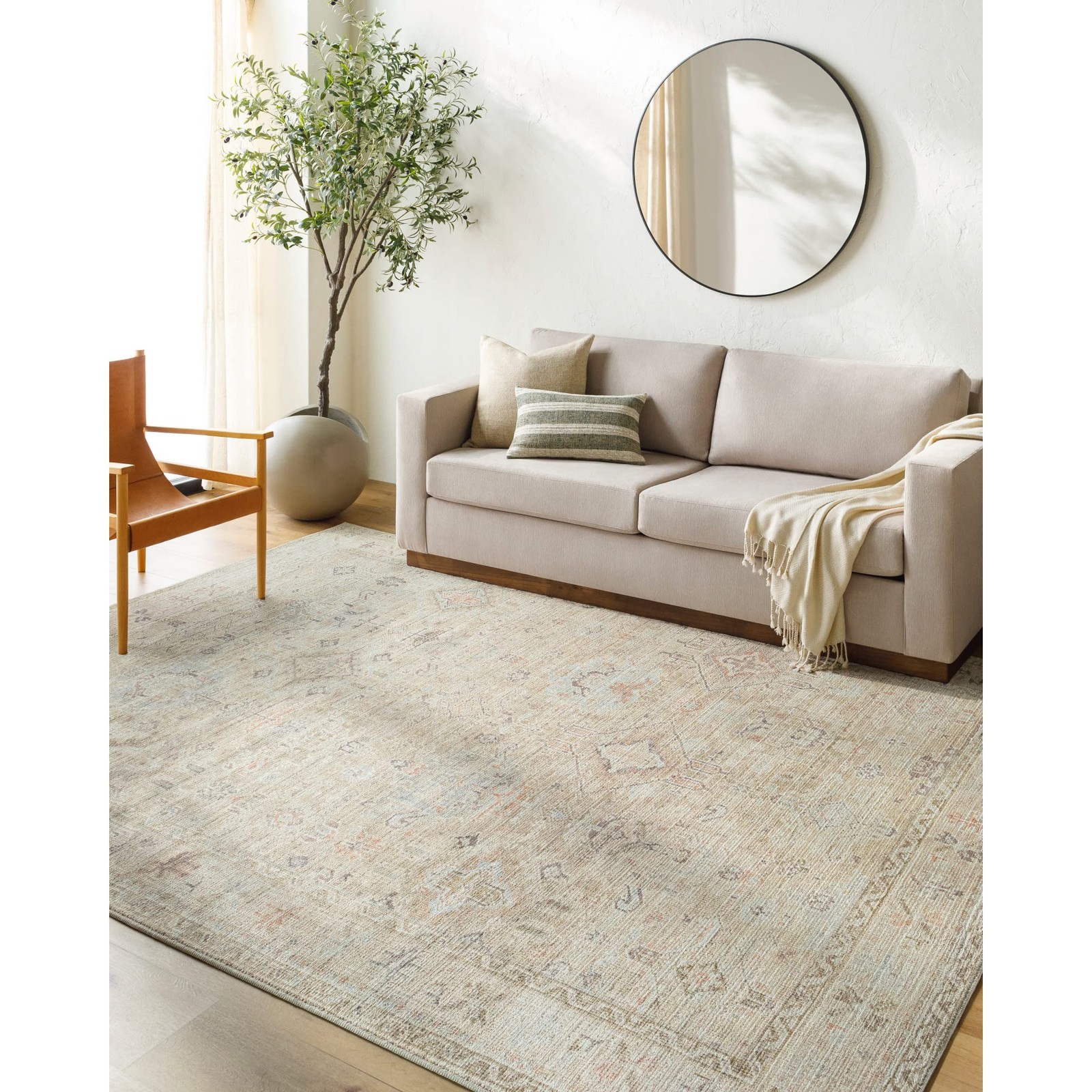 Livabliss x Becki Owens Marlene Vintage Medallion Area Rug, 3’11” x 5’7″, Cream