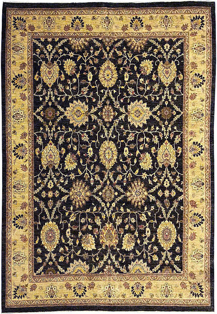 12′ x 15′ New Handmade Quality Wool Agra Large Rug BLACK GOLD #PIX- HT-2095