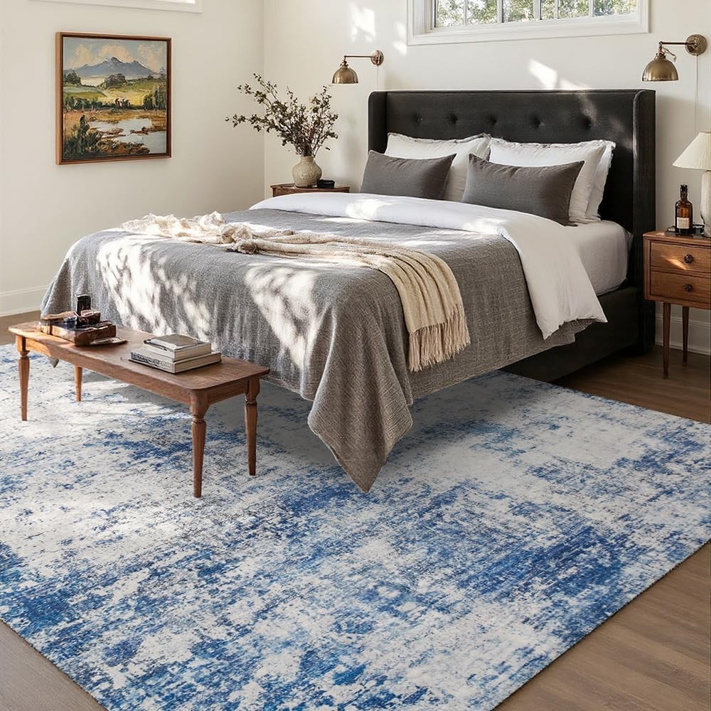 8×10 Modern Abstract Area Rug – Washable, Non-Slip, Stain Resistant Carpet for L