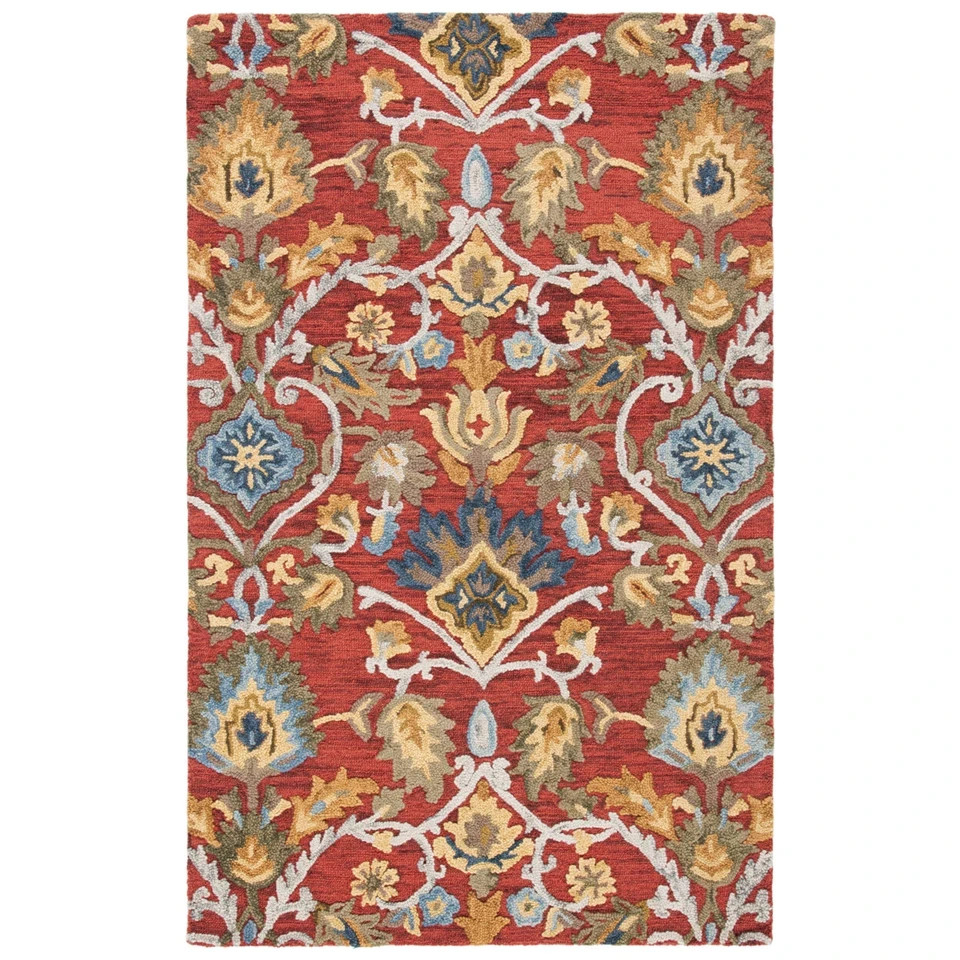 SAFAVIEH Blossom BLM402Q Handmade Red / Multi Rug Area Rug 8×10 6×9