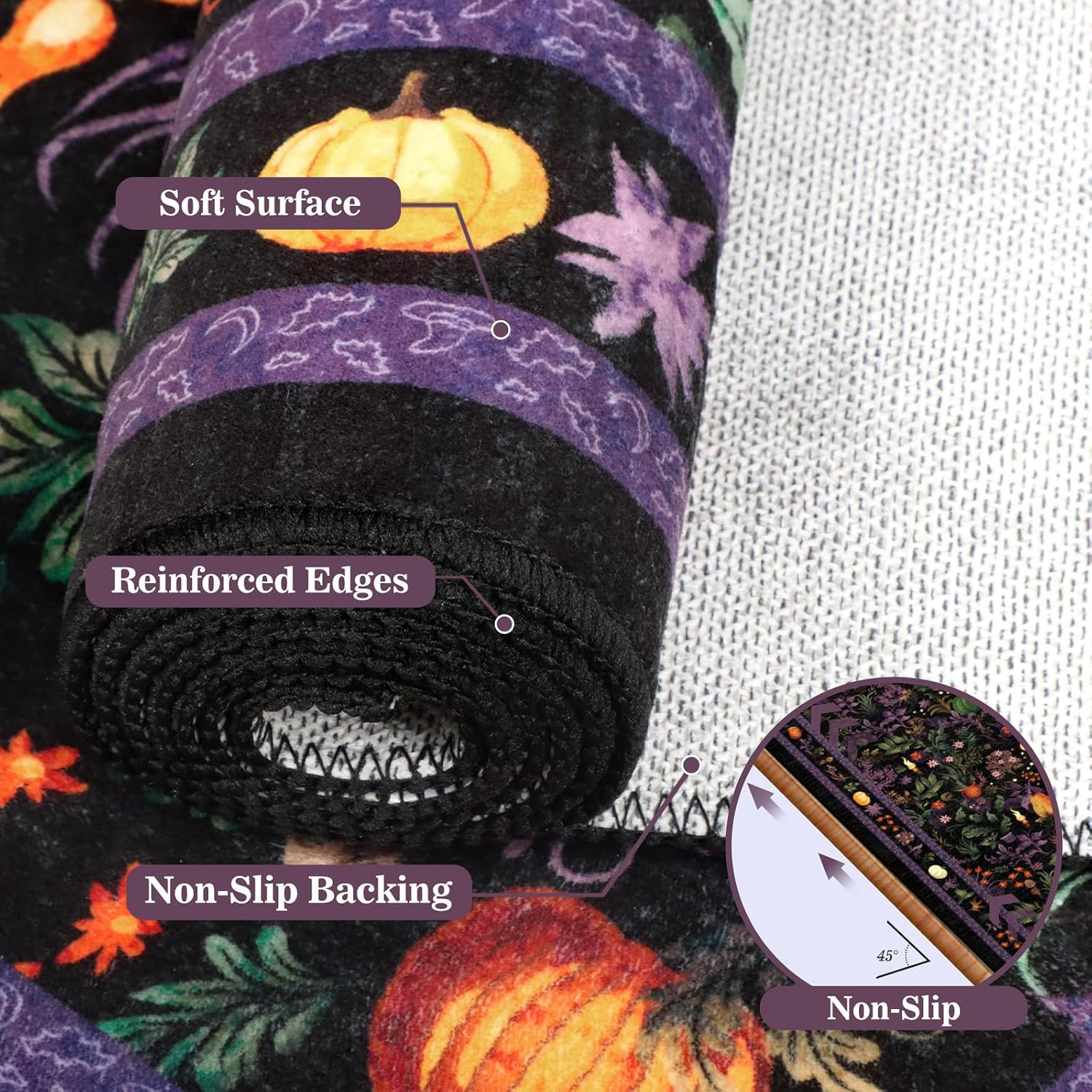 Fantasy Fall Runner Rugs for Hallway 2.6X8Ft Non Slip, Washable Pumpkin Kitchen