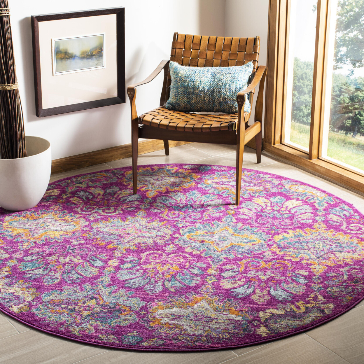 SAFAVIEH Madison Collection MAD144F Fuchsia / Blue Rug