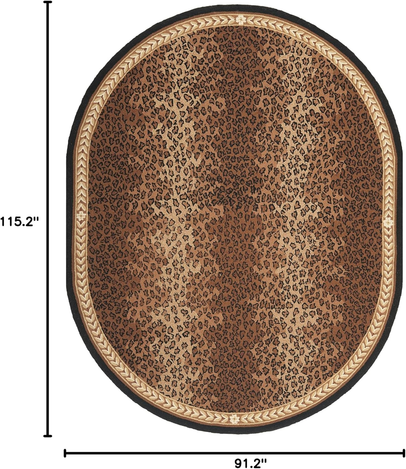 SAFAVIEH Chelsea Collection Area Rug – 7’6″ X 9’6″ Oval, Black & Brown, Hand-Hoo