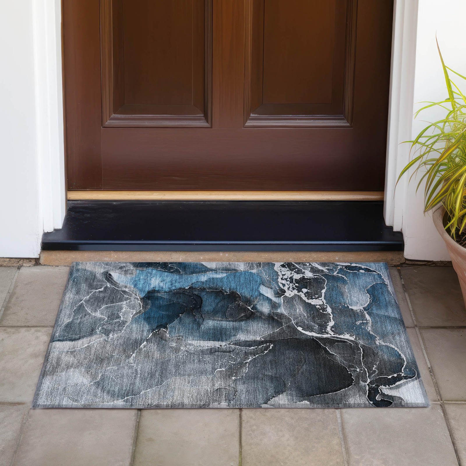 Addison Rugs Chantille Acn503 Blue 18 X 26 Indoor Outdoor Area Rug Stain