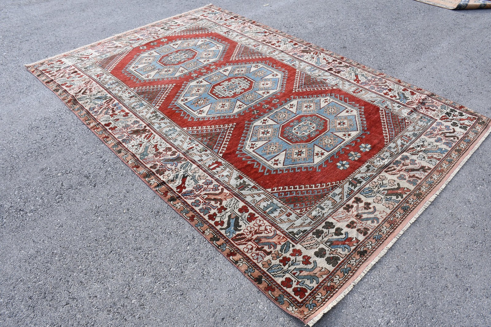 Vintage Turkish Large Rug 6,3×9,4 ft (193×288 cm), Red Ombré Rug