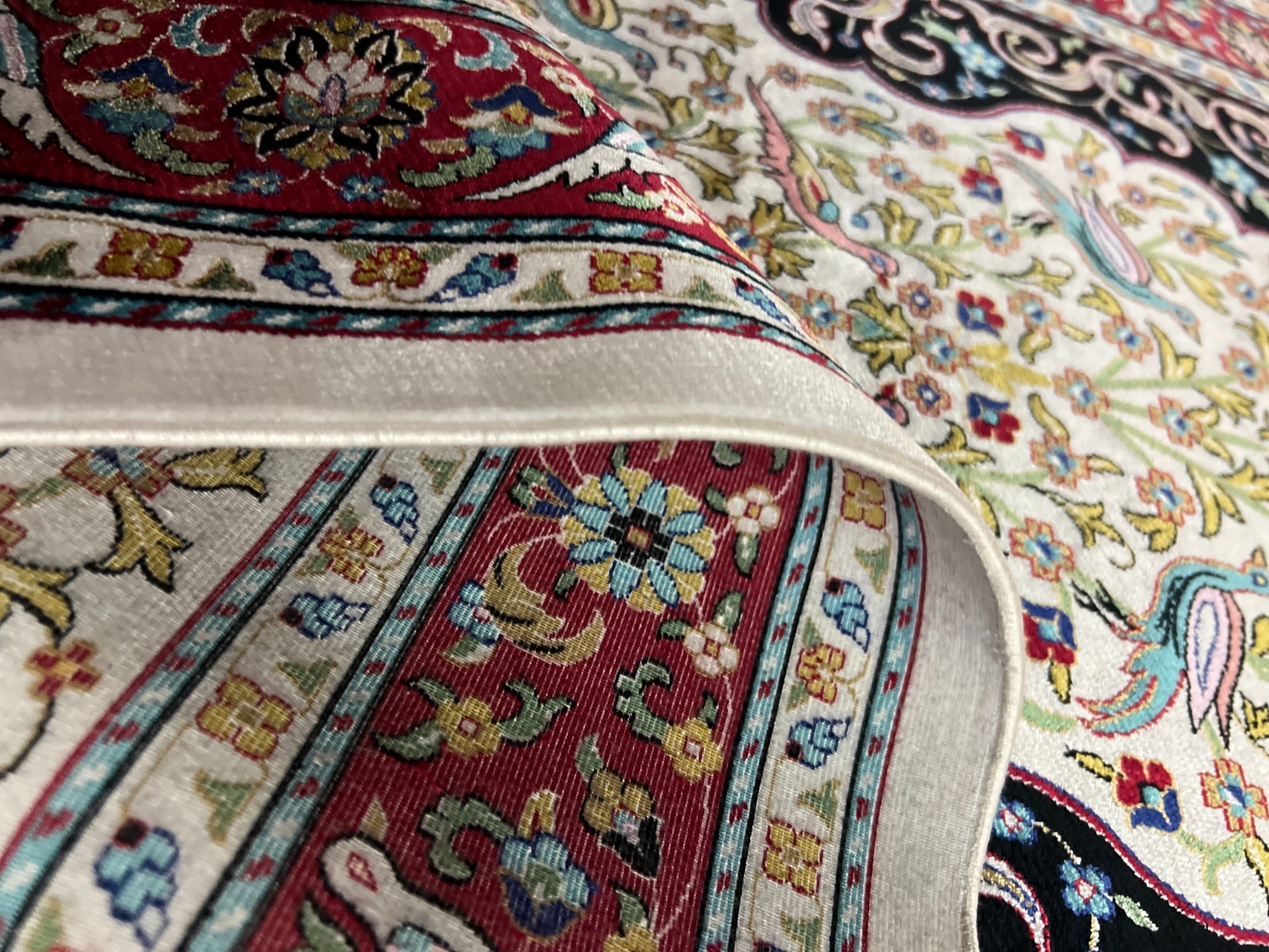 3×5 ft Muslim Gift Silk Prayer Rug Muslim Gift Rug Janamaz Beige Prayer Mat
