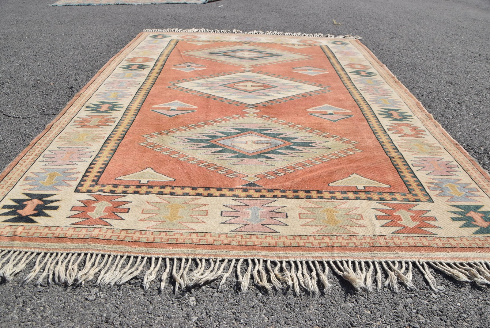 5,3×7,5 ft Area Turkish Rug, Vintage Rug, Red Gray Southwestern Wool Rug