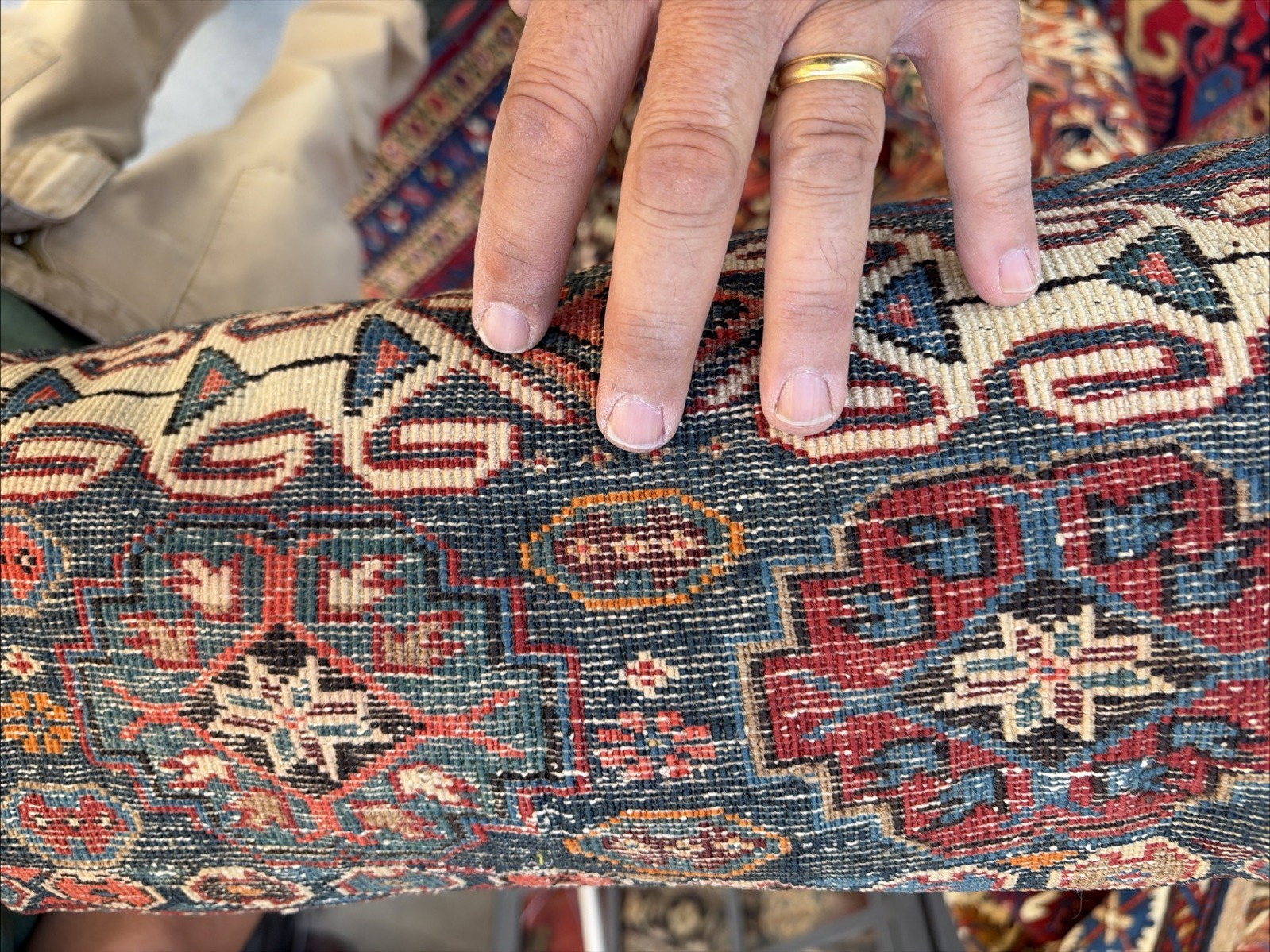 Auth: 19th C Antique Kuba Caucasian Rug Christian Weavers Collector Pc 4×5