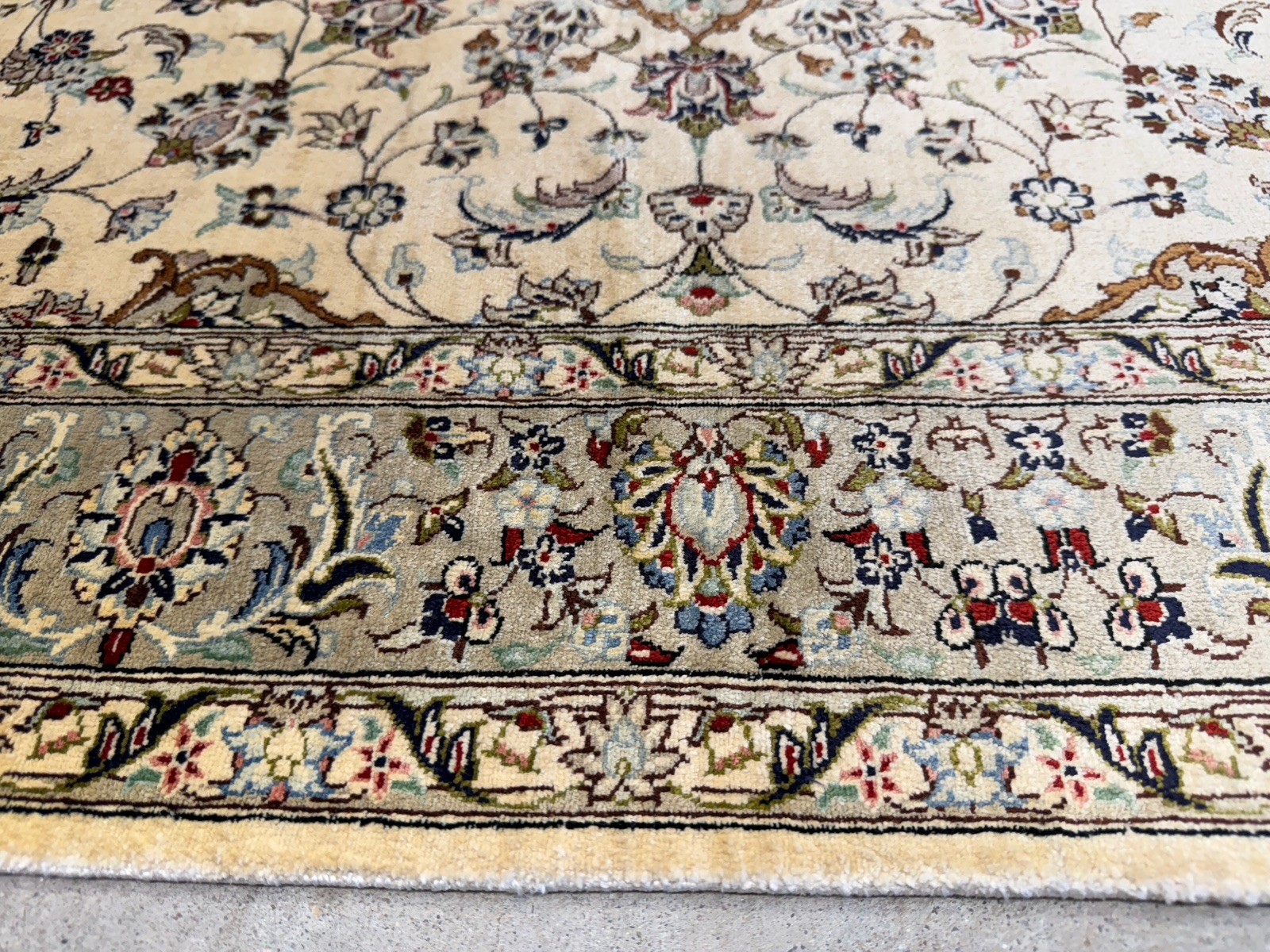 3×5 Luxurious Fine Hand-Knotted 100% Silk Persiane Qume Rug Handmade Beige
