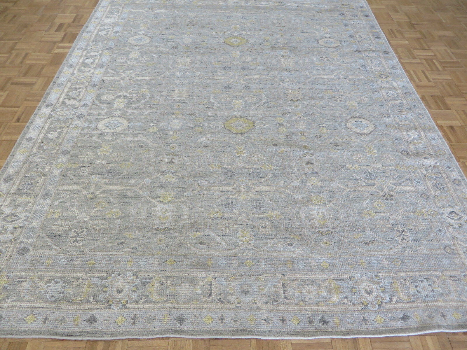 8’2 x 9’10 Hand Knotted Gray Wool & Silk Oushak Oriental Rug G12098