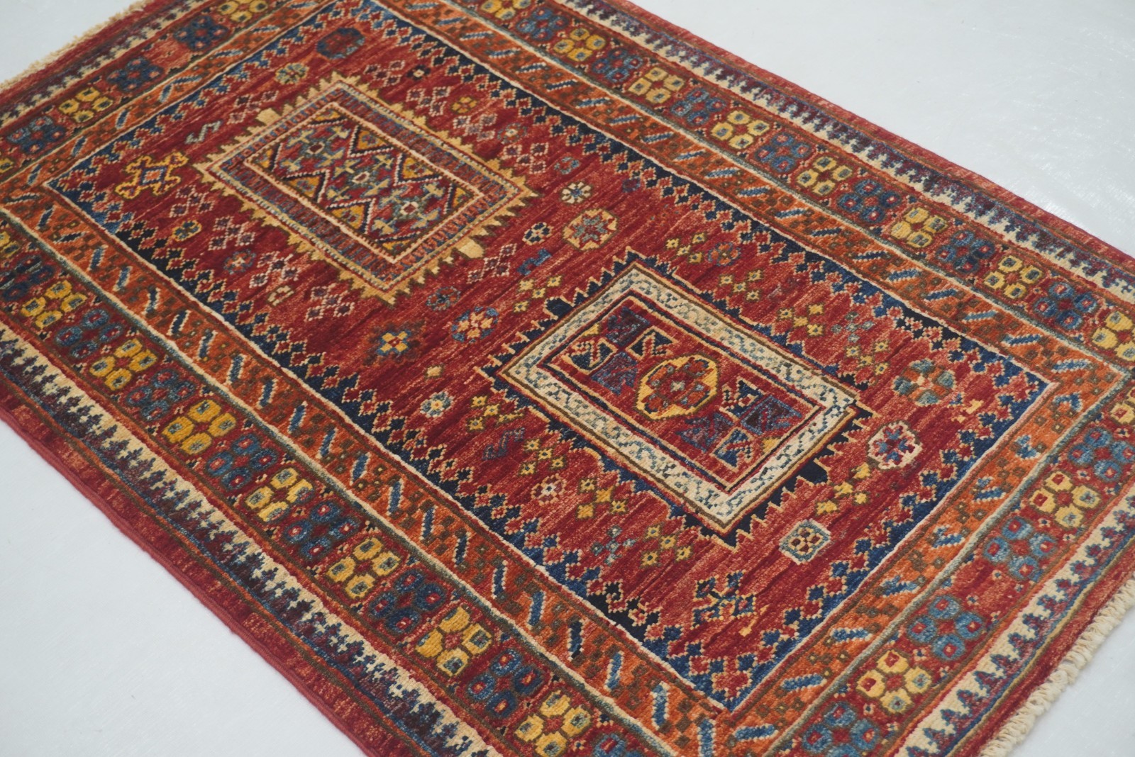 2×4 ft Red Afghan Hand Knotted Traditional Area Rug