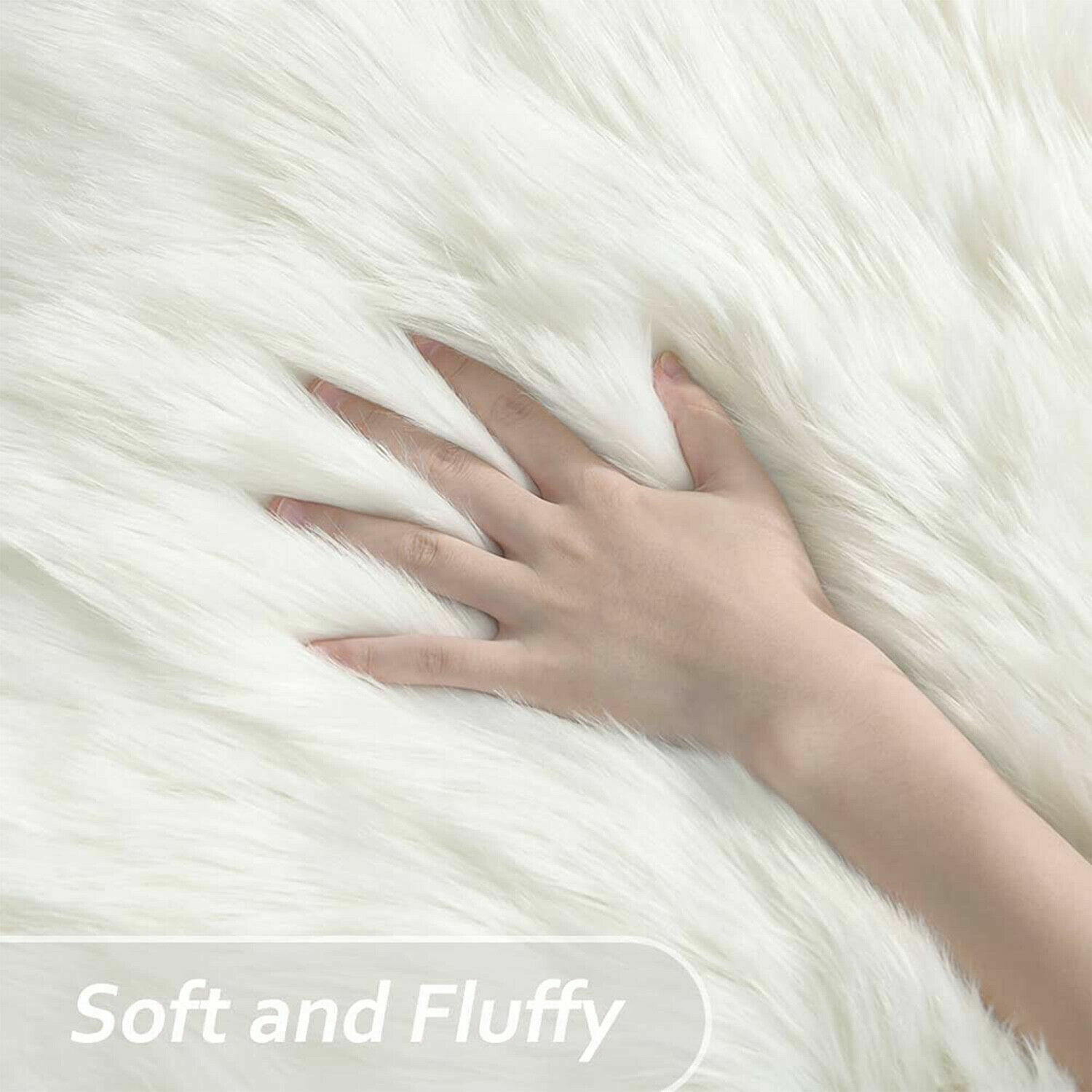 Living Room Large Area rug Faux Fur Sheepskin Bedroom 8X10 ft rugs in White