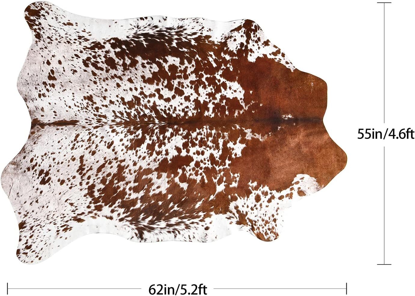 Faux Cowhide Rug Large Cow Print Rug 4.6 X 5.2 Feet Thickened Elastic Cowhide Ru