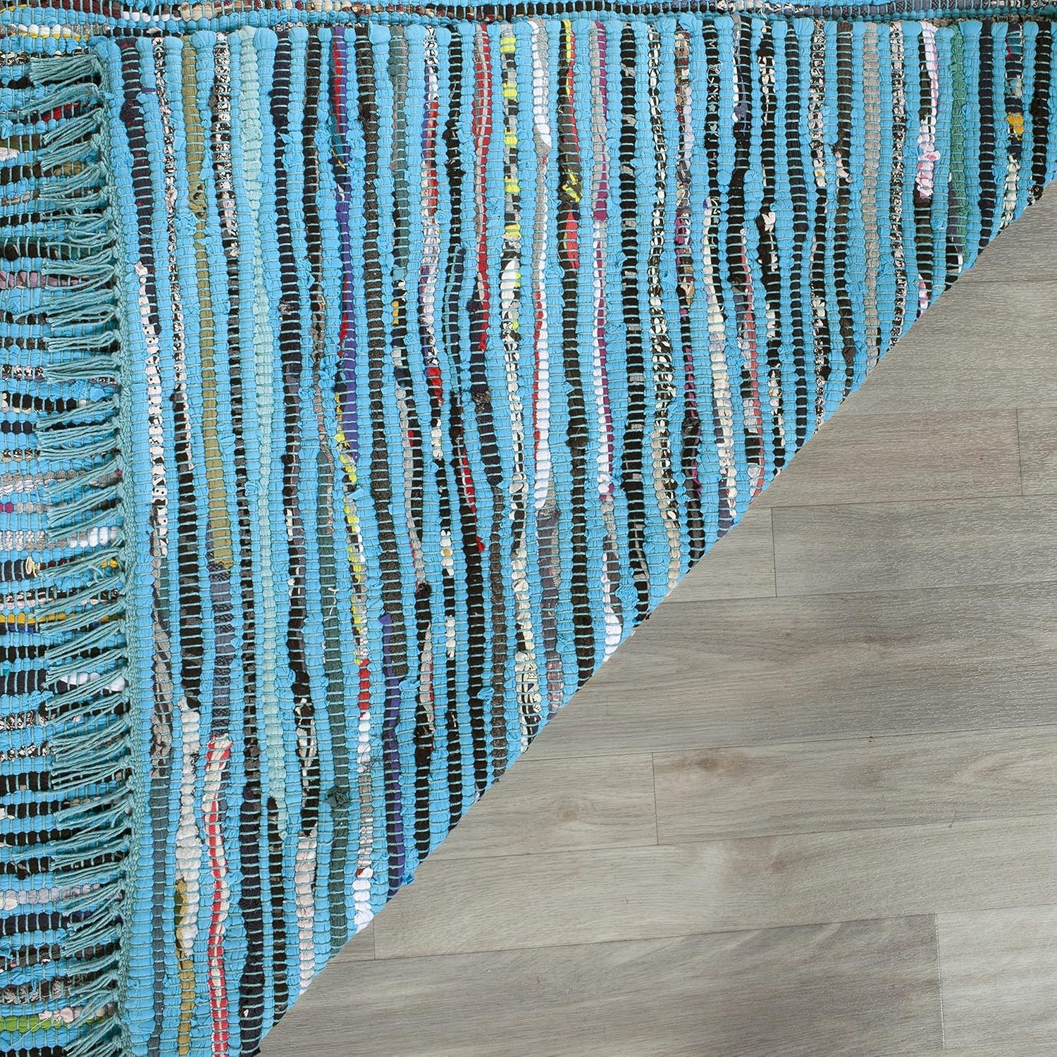 Rag Rug Collection Accent Rug – 2’3″ X 3’9″, Turquoise & Multi, Handmade Boho St