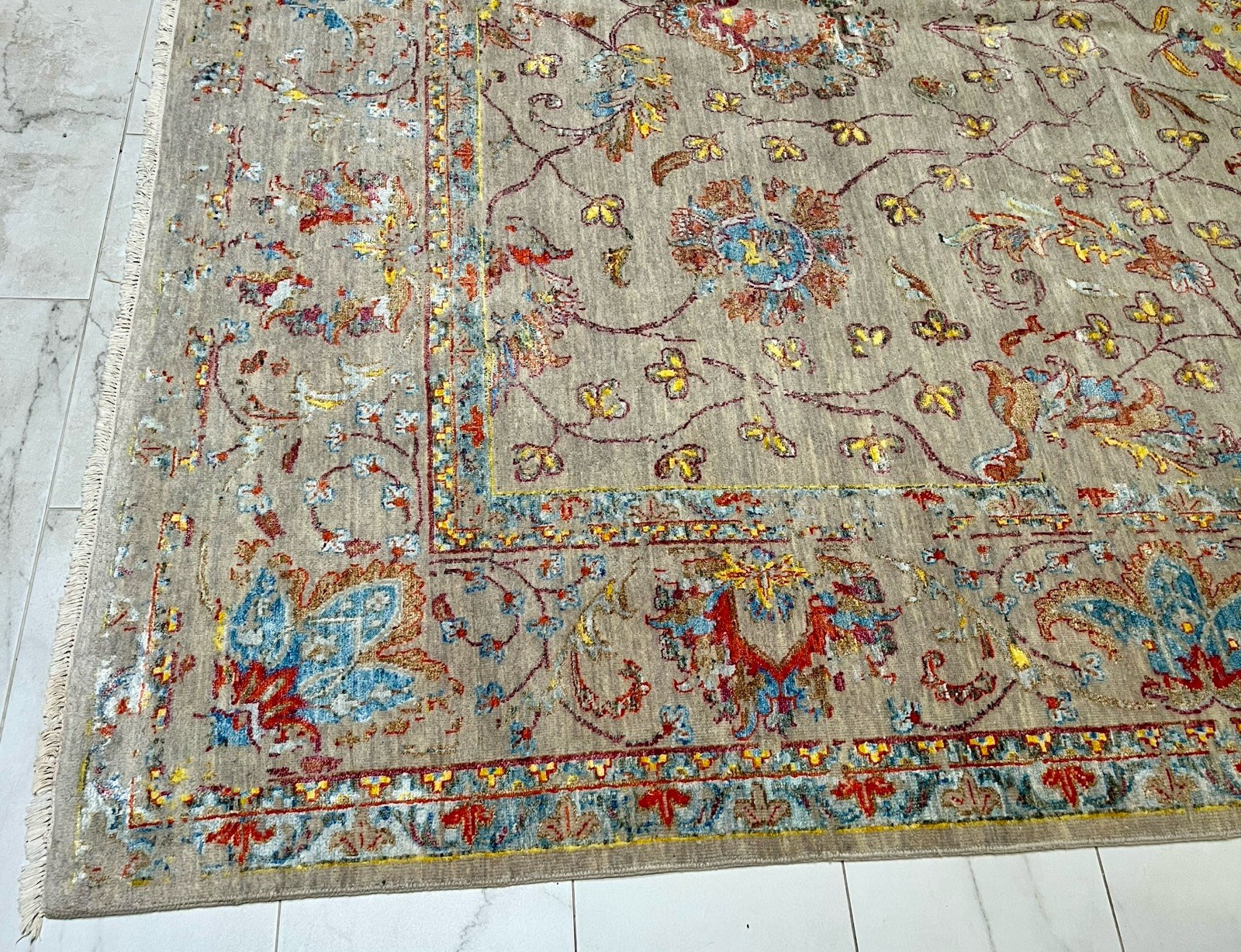 PASARGAD Transitional Abstract Floral Hand-Knotted Silk 9×12 Rug MSRP $11,132