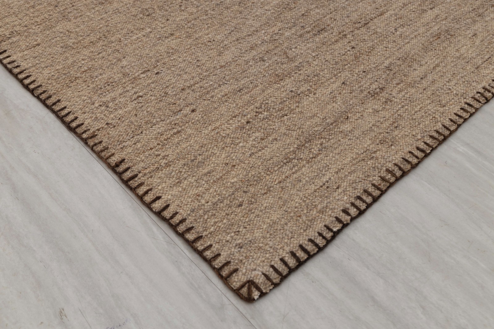Beige Taupe Fine Weave Premium Wool Hand Woven Flatweave Kilim CUSTOM SIZE Rug