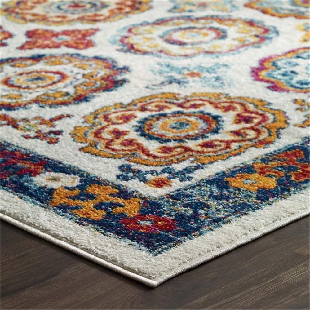 Modway Entourage 94.5×122″ Odile Floral Moroccan Trellis Area Rug in Ivory/Red