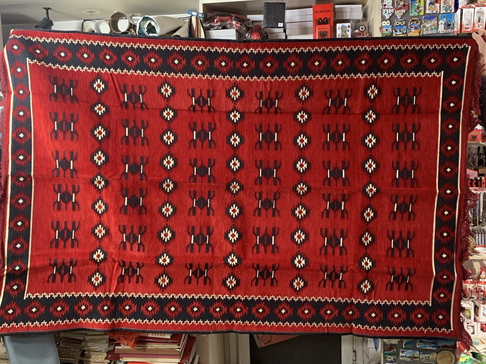 NEW ALBANIA KOSOVA ARTISAN KILIM CARPET RUG-MULTICOLOR-COTTON-180 CM X 117 CM