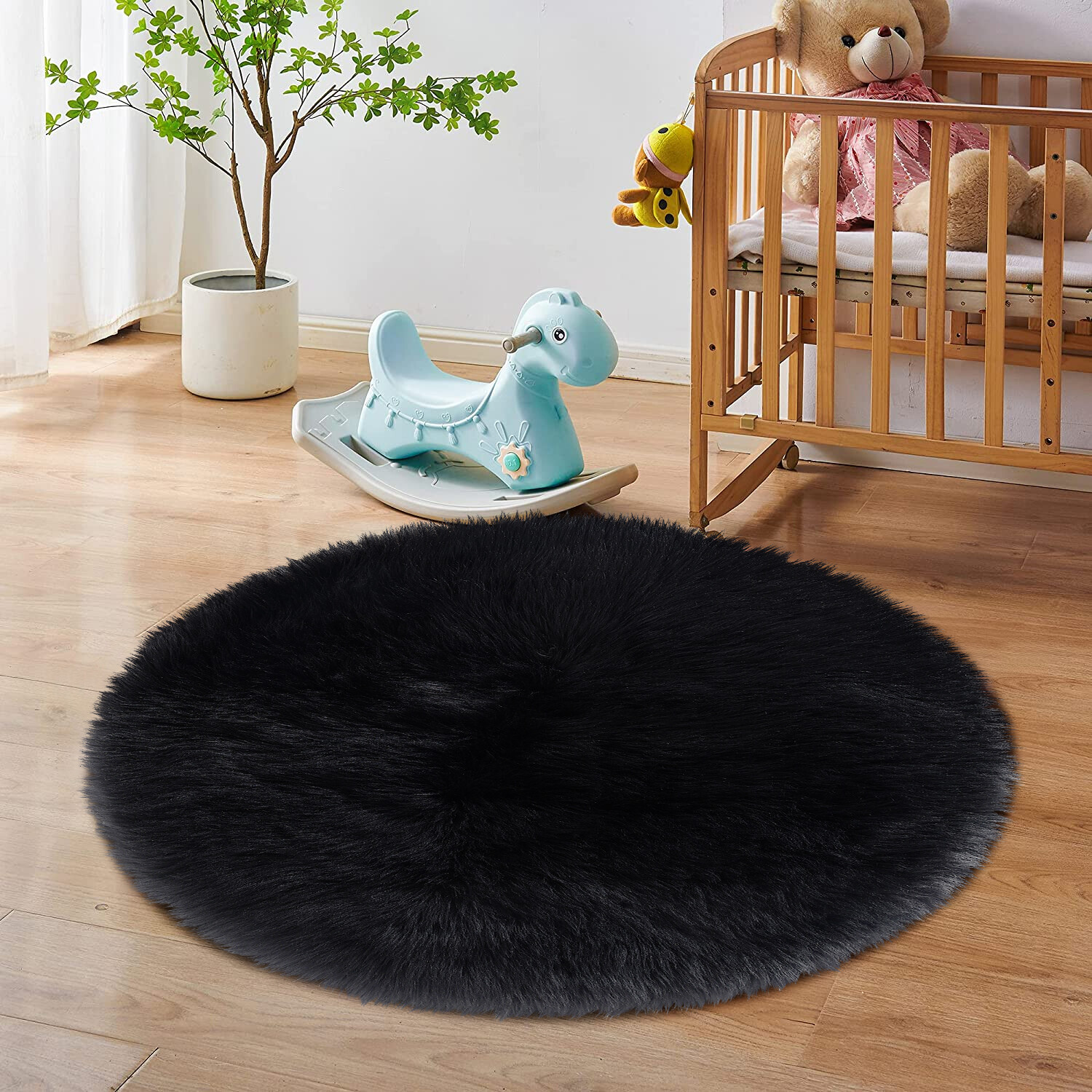 Fluffy Faux Sheepskin Shag Round Rug Super Soft Fluffy Rug Dia 3′ 4′ 5′ 6′ 6’6″