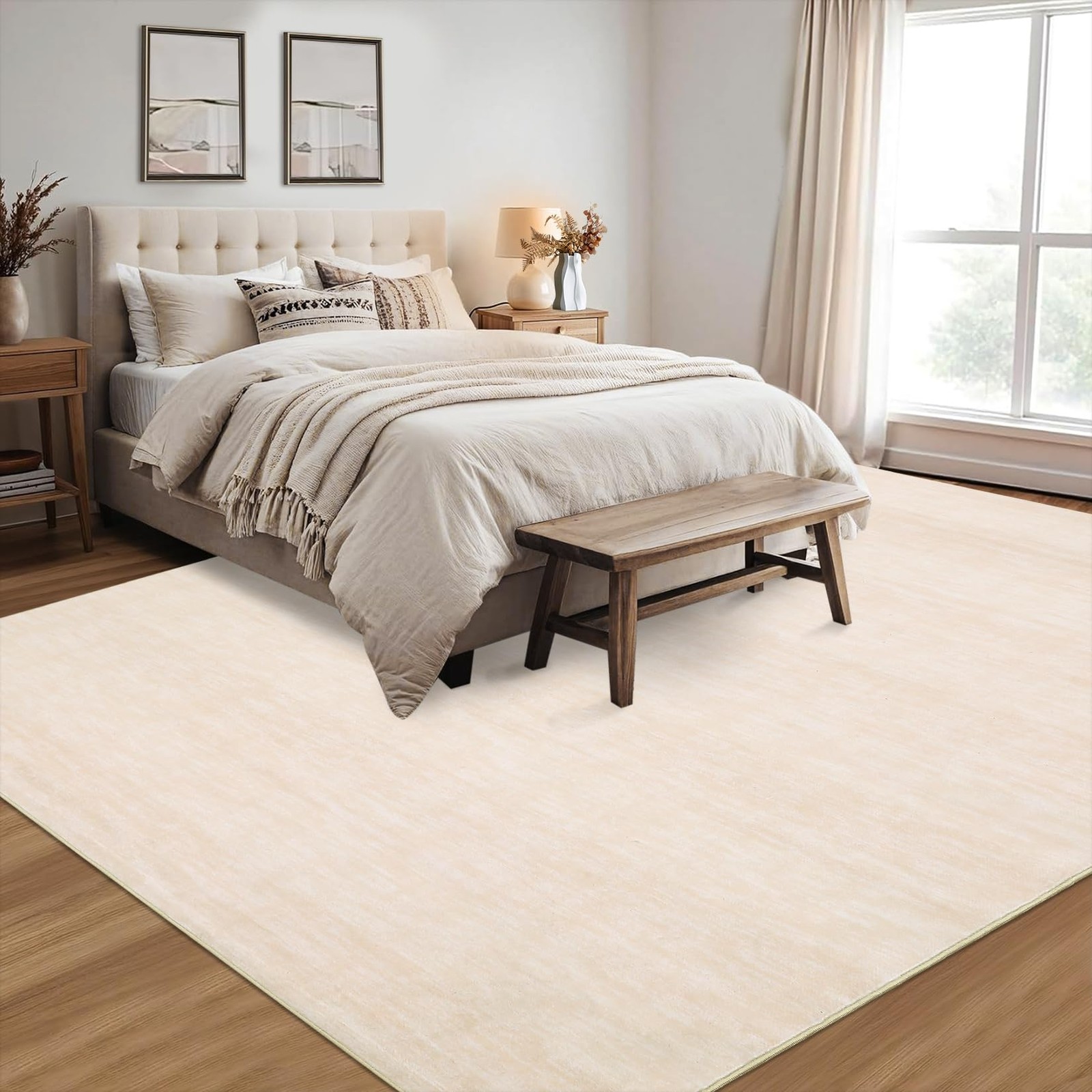 Rugsreal Washable Contemporary Area Rug Low-Pile Solid Modern Area Rug Non-Slip