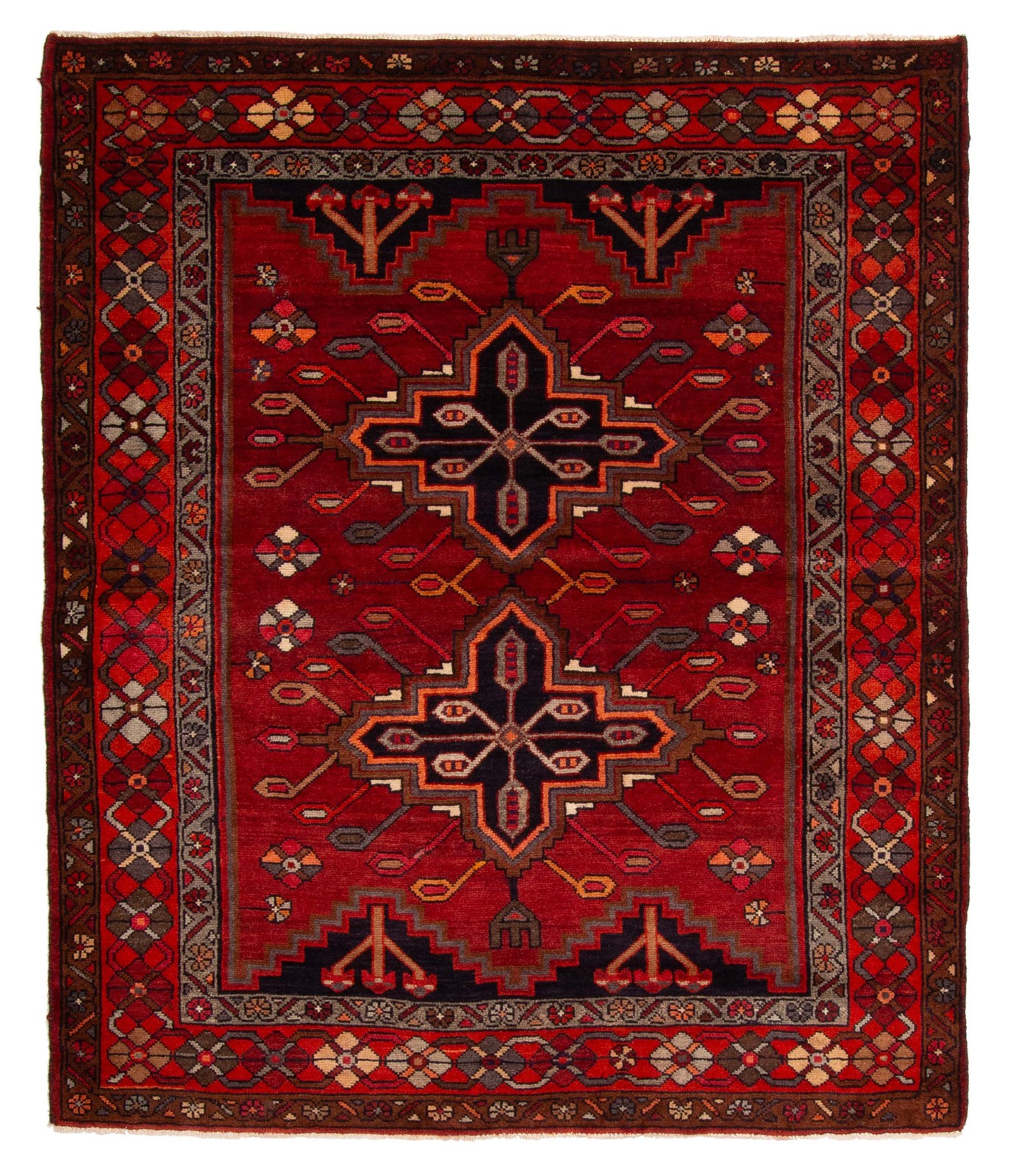 Vintage 5’9″ x 6’9″ Traditional Hand Knotted Vegetable Dye Wool Area Rug