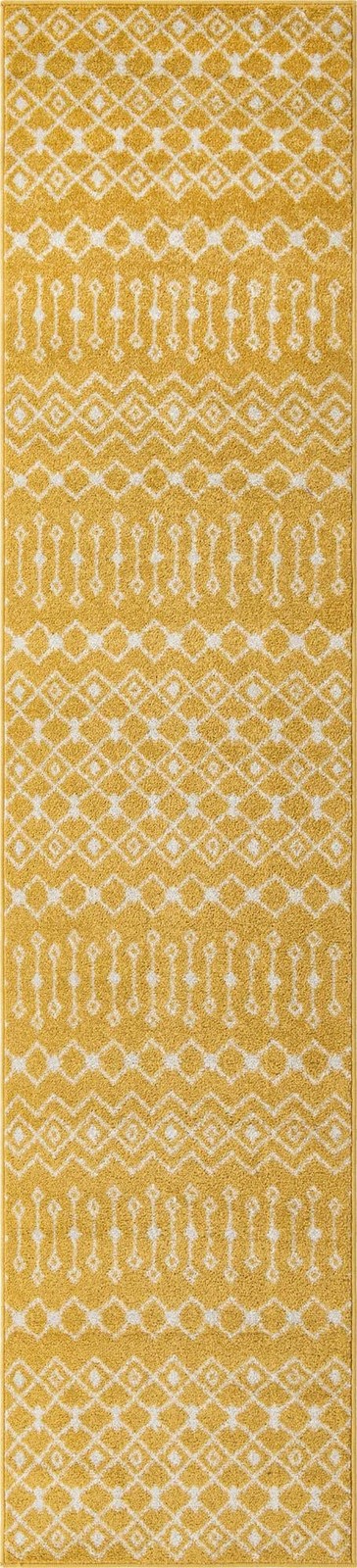 Unique Loom Tribal Trellis Collection Area Rug – 2 7 X 12 Runner Yellow/Ivory