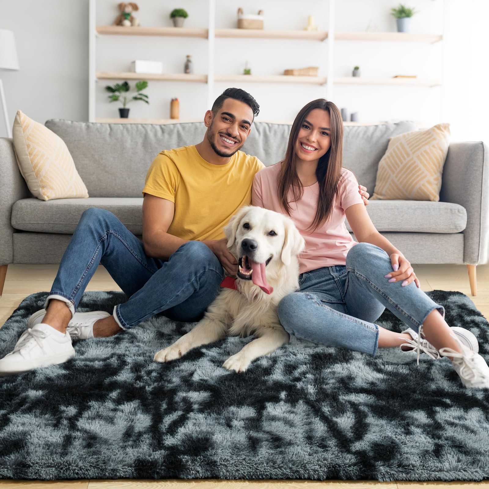 Noahas 6×9 Tie-dyed Black Grey Area Rug