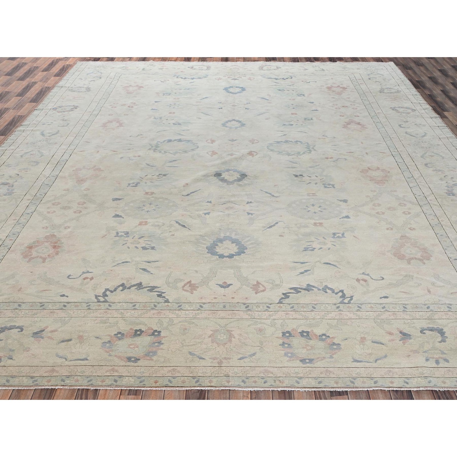 13’5″x19’3″ Ivory Vintage Egyptian Wool Hand Knotted Oversized Oriental Rug 2537