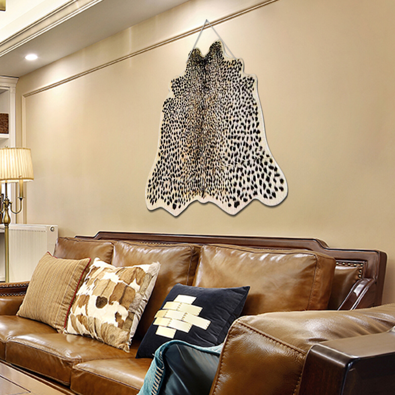 Leopard Printed Faux Fur Rug Soft Chair Pad Bedside Mat Bathroom Carpet 100x95cm