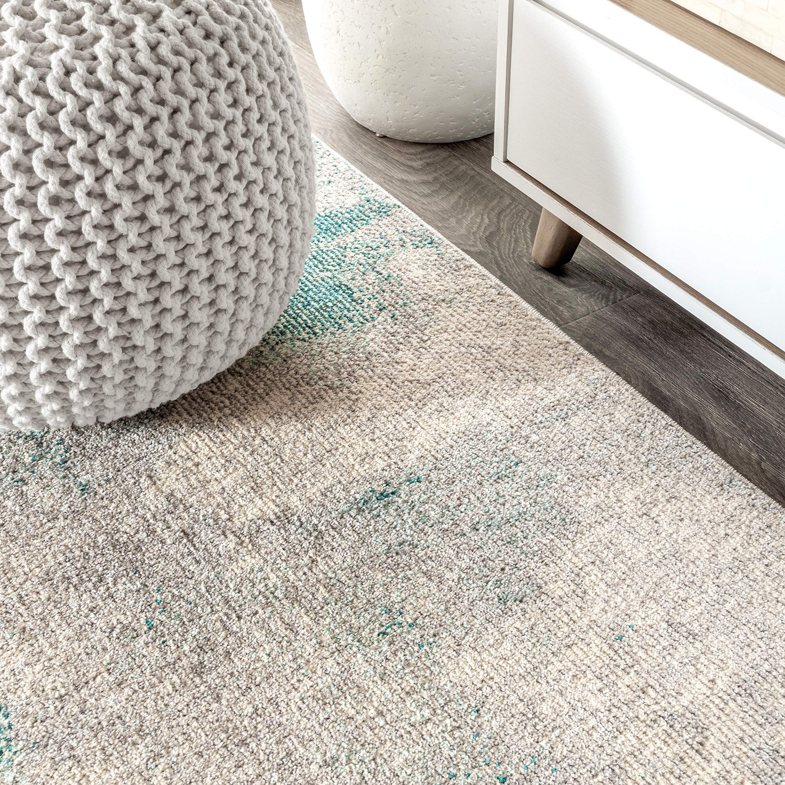 Jonathan Y Modern Abstract Vintage Cream/Blue 4X4 Square Indoor Area Rug