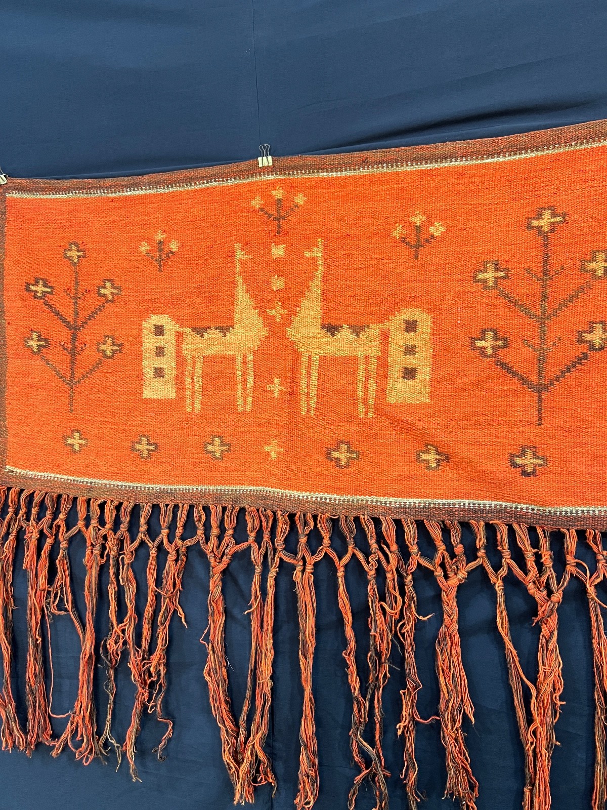 Mid Century Scandinavian Kelim Wall Tapestry – Eva Nemeth Vintage hand woven