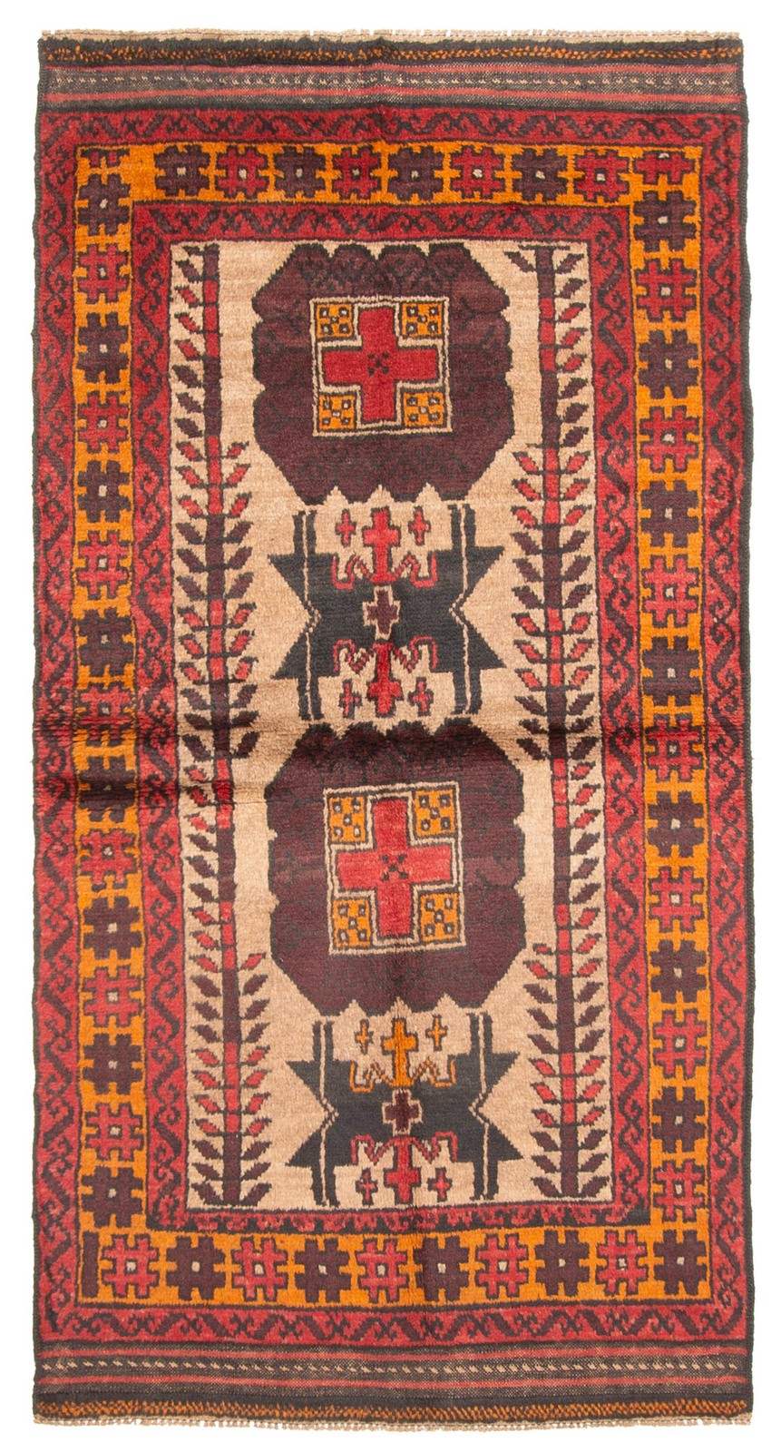 Vintage Geometric Area Rug 3’5″ x 6’7″ Traditional Hand-Knotted Wool Carpet