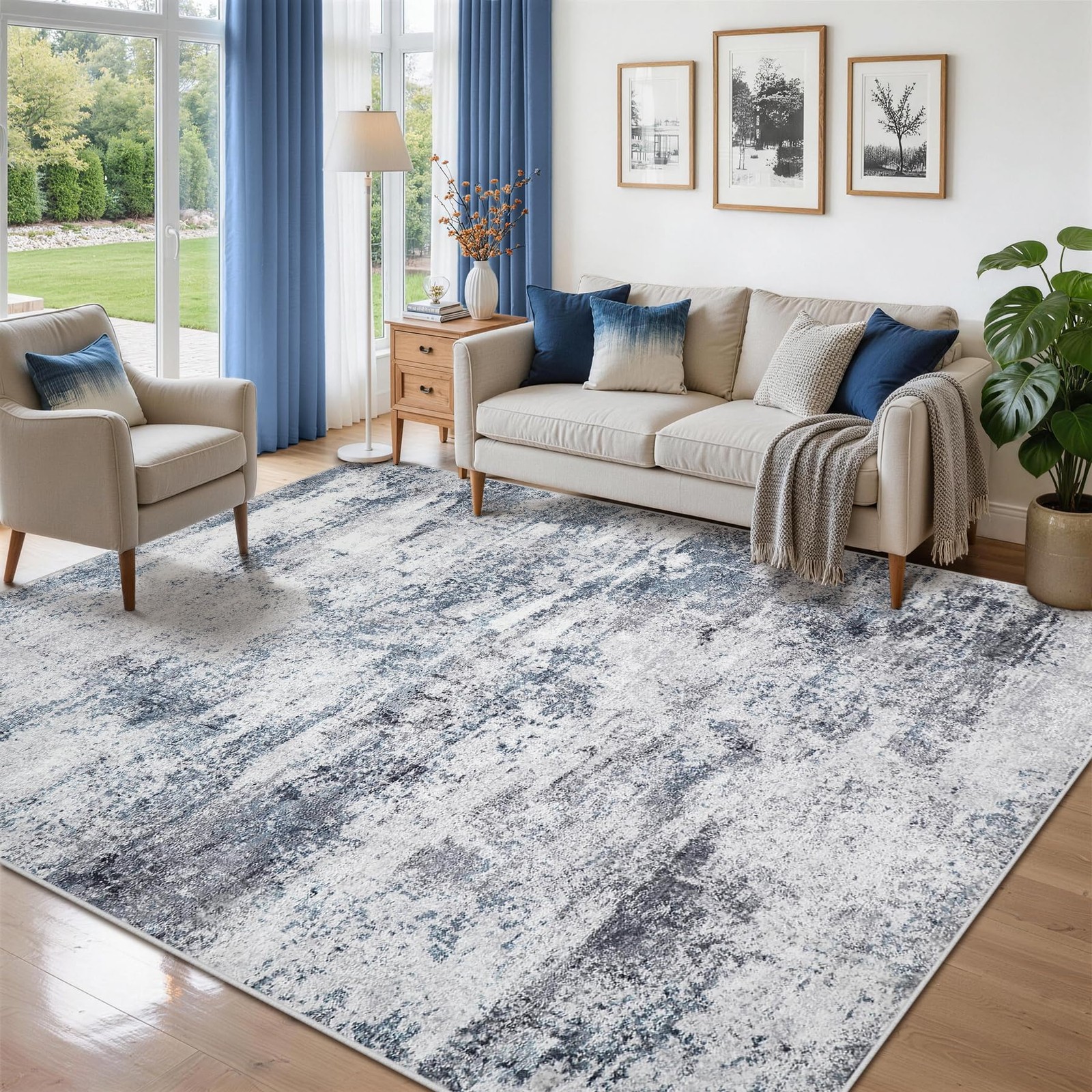 5×7 Area Rugs for Living Room Rug Washable: Abstract Tumble Large Rug for Din…