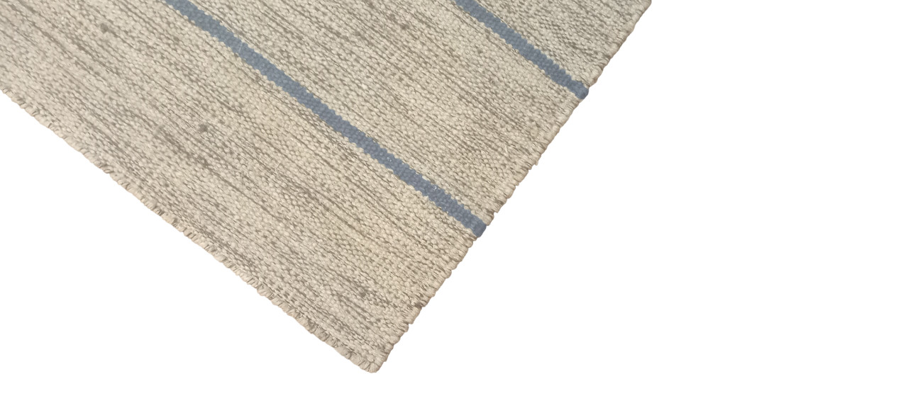 Authentic Nepali Hand-woven Kilim Carpet – Wool & Cotton Natural Grey 64x97cm