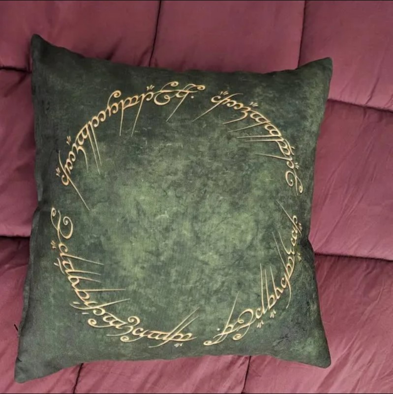 Lotr Pillow Cover, One Ring, Elvish Script, Fantasy Gift, Tolkien Decor